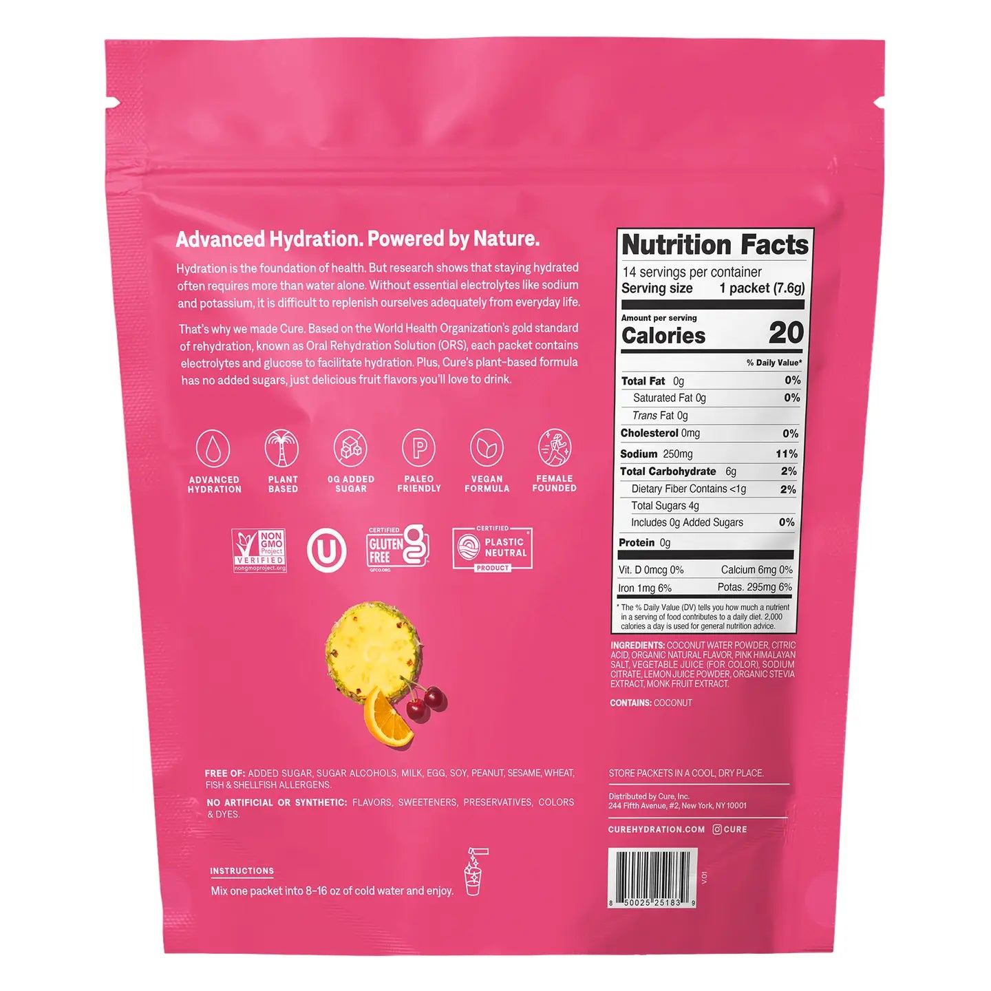 Cure Hydration Hydrating Electrolyte Drink Mix – Tropical Punch