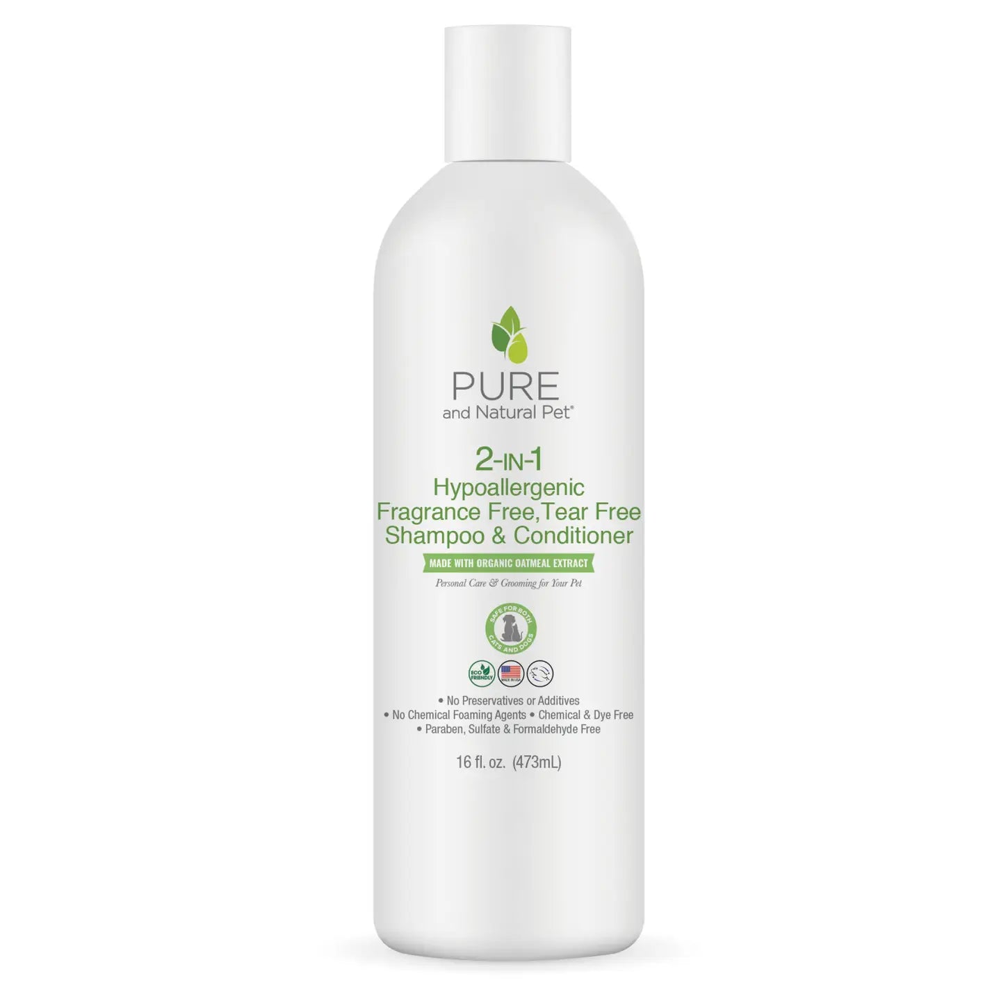 Pure and Natural Pet 2-in-1 Hypoallergenic Fragrance+Tear Free Shampoo/Conditionr